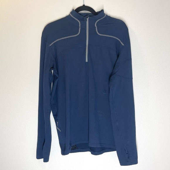 Mountain Hardwear 1/4 Zip Performance Pullover Long Sleeves Size L Men’s Blue - Picture 1 of 11